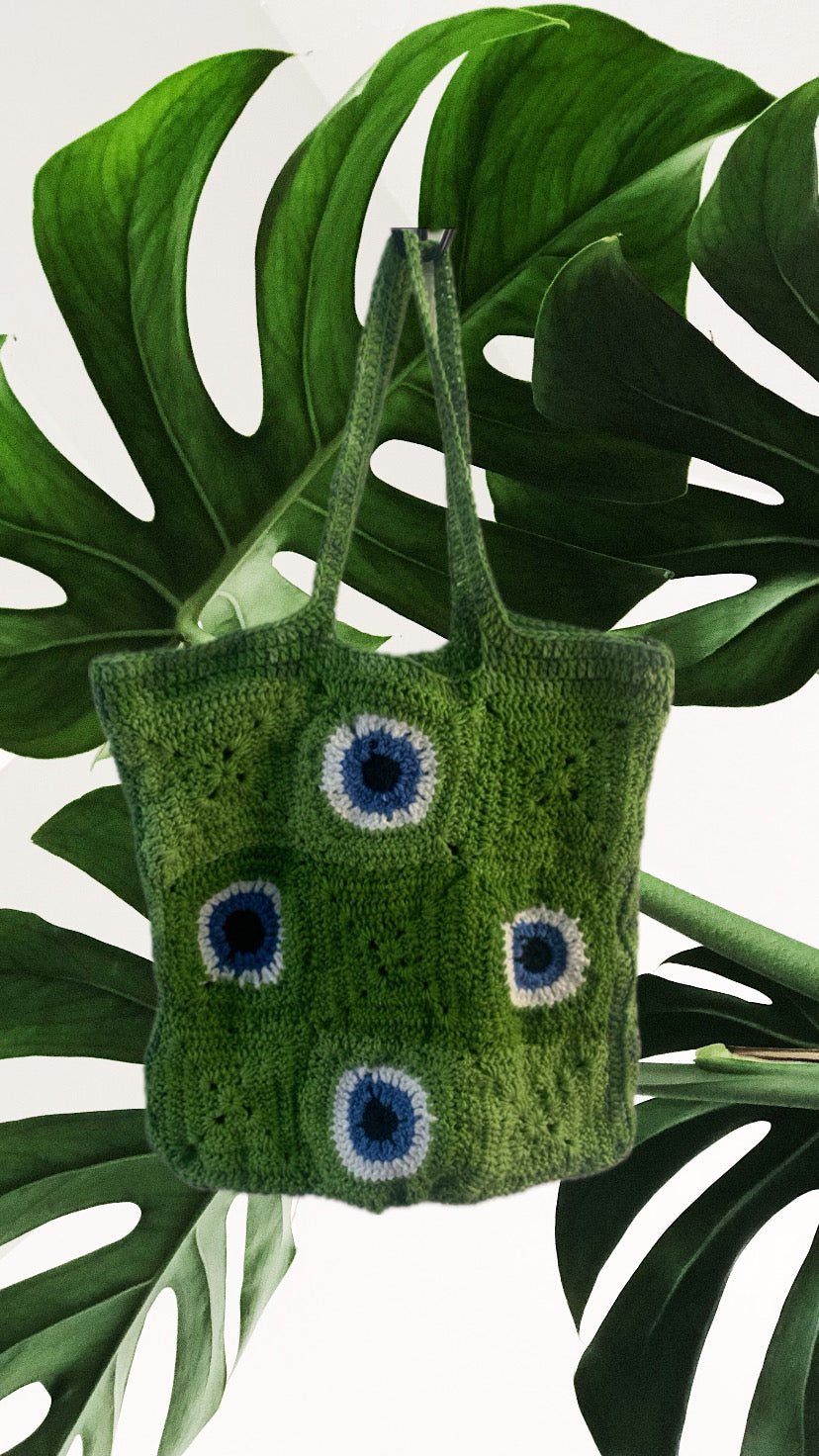 Crochet Evil Eye Tote Bag