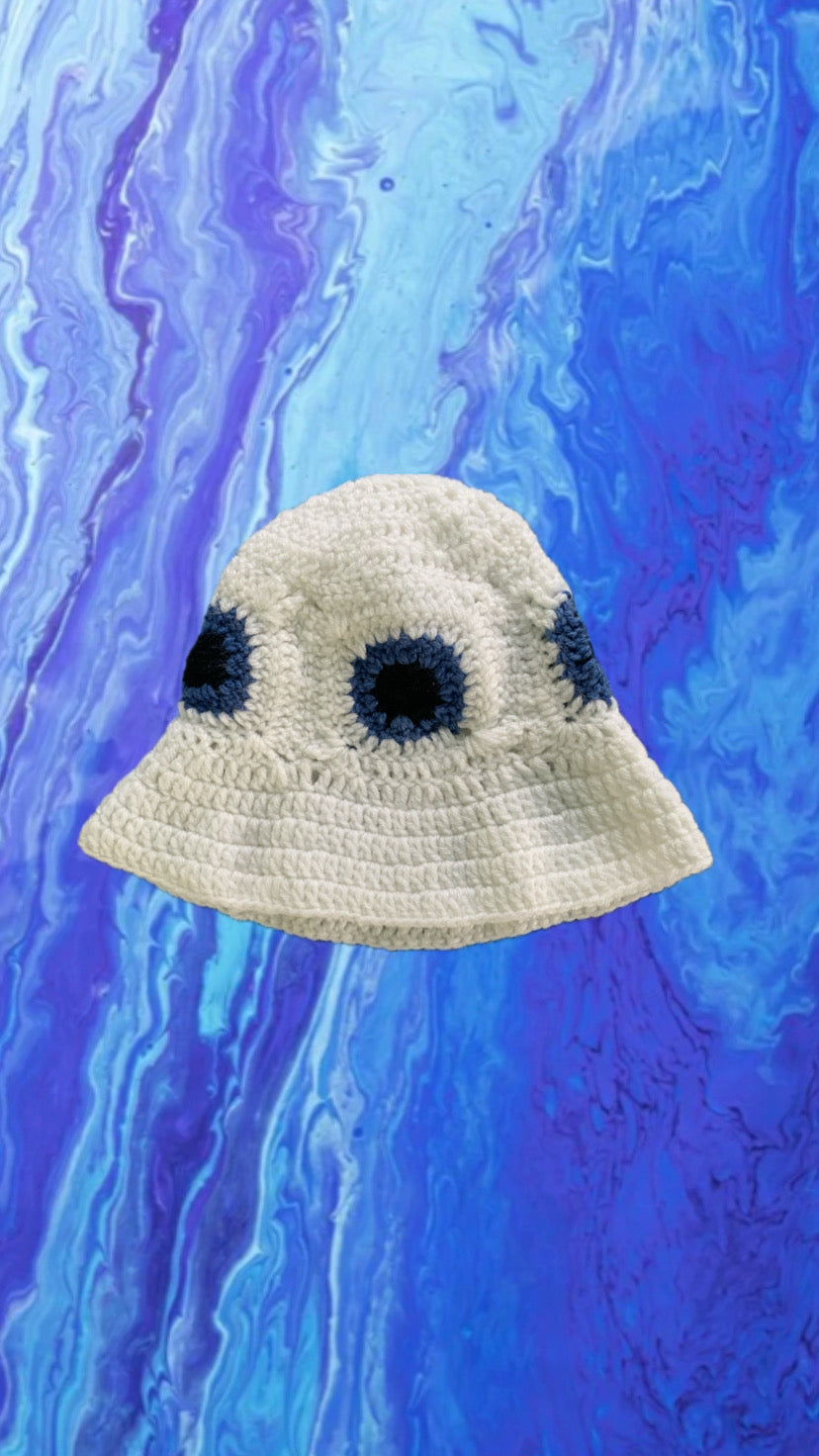 Evil Eye Crochet Bucket Hat
