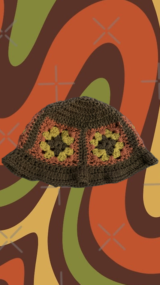 Crochet Granny Square Bucket/Sun Hat